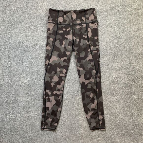 Athleta Tight Womens S Small Multi Lightning Camo 7/8 Paneled Pockets Stretch - Picture 2 of 12